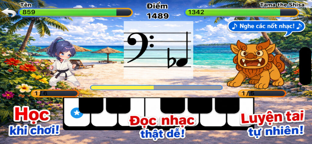Học qua chơi. Dễ dàng đọc nhạc. Luyện thính giác tự nhiên.