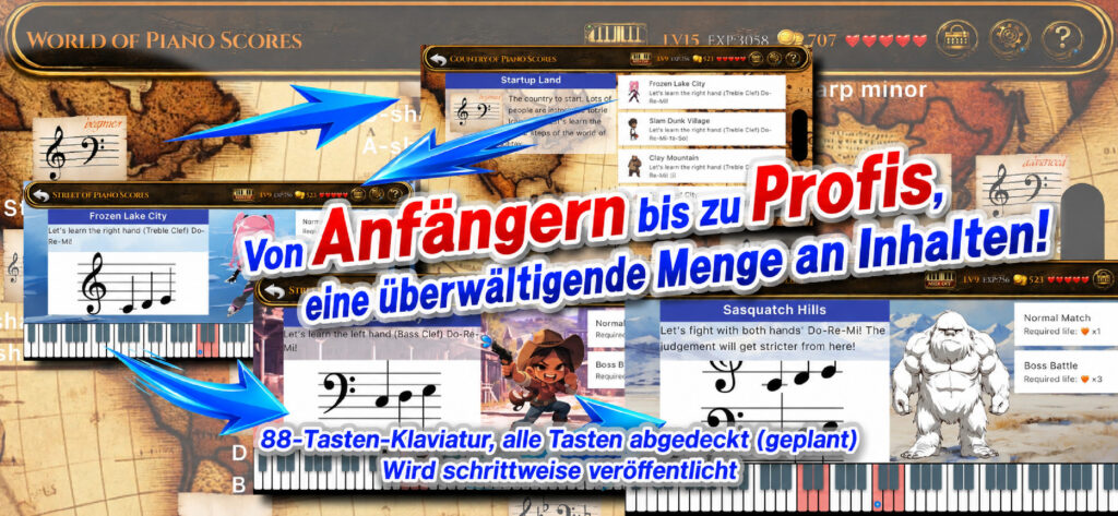 Von Anfängern bis zu Fortgeschrittenen, massives Inhaltsvolumen