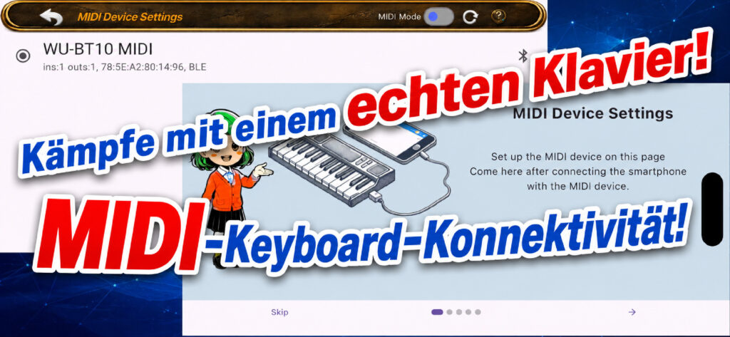 Kämpfe mit einem echten Klavier. MIDI-Keyboard-Konnektivität.