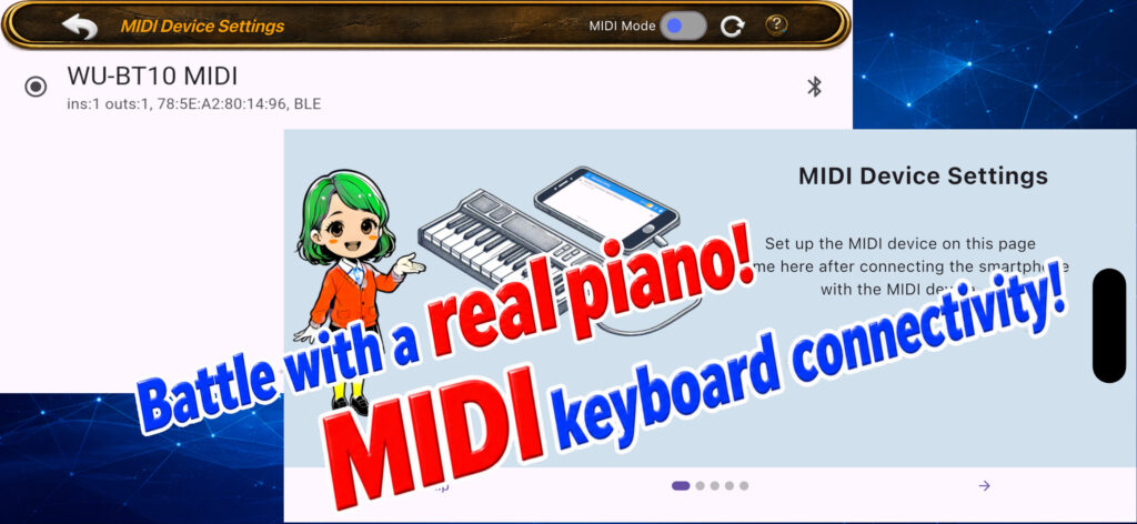 Battle with a real piano. MIDI keyboard connectivity.