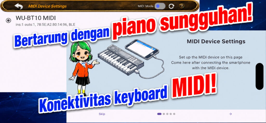 Bertarung dengan piano sungguhan. Konektivitas keyboard MIDI.
