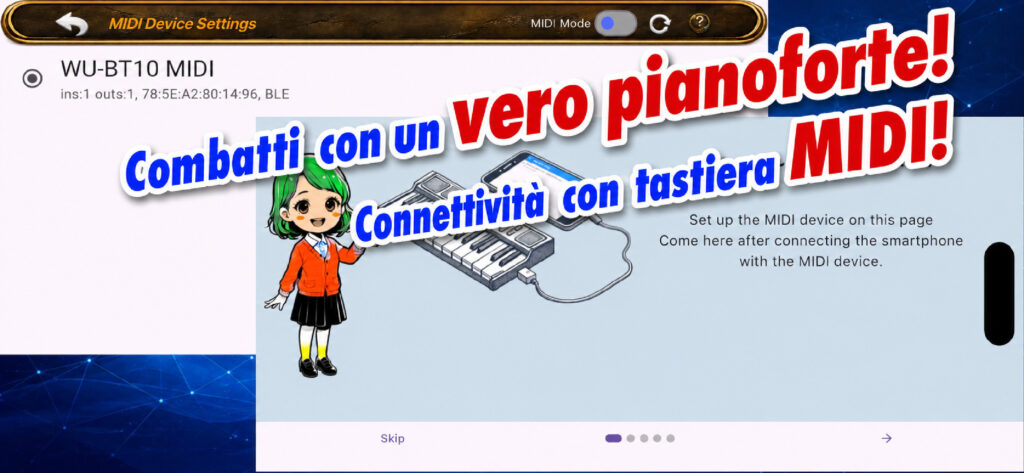 Combatti con un vero pianoforte. Connettività tastiera MIDI.